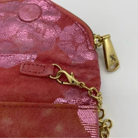Hobo Daria Sunrise Floral suede leather Embossed Metallic Pink Flowers Crossbody - Picture 15 of 15
